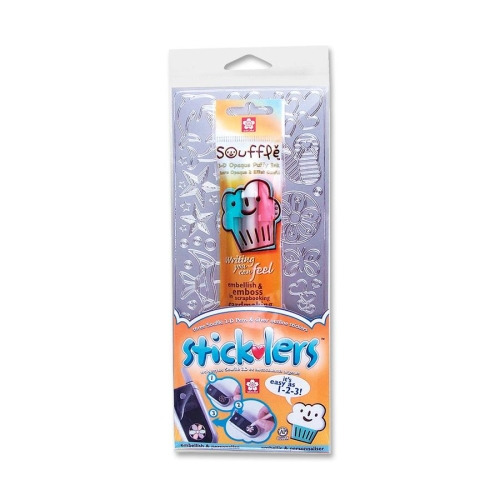 UPC 053482001218 product image for Stickler Kit, Silver Stickers, w/ 3D Souffle Pens, PK/WE/GN | upcitemdb.com