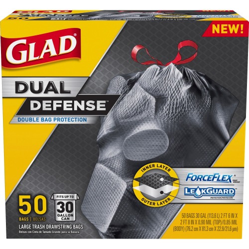 Glad ForceFlex 30 gal. Ultra Strong TRASH BAGS Drawstring Mega 50 Pack  78539 NEW