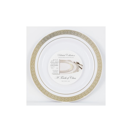 UPC 609613000447 product image for Palatial Gold Disposable Plastic  Dinner  Plate | upcitemdb.com