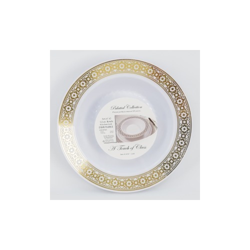 UPC 609613000478 product image for Palatial Gold Disposable Plastic  12 oz. Bowl  Plate | upcitemdb.com