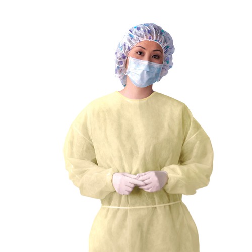 UPC 080196712840 product image for Lightweight Multi-Ply Fluid Resistant Isolation Gowns,Yellow,Regular/Large | upcitemdb.com