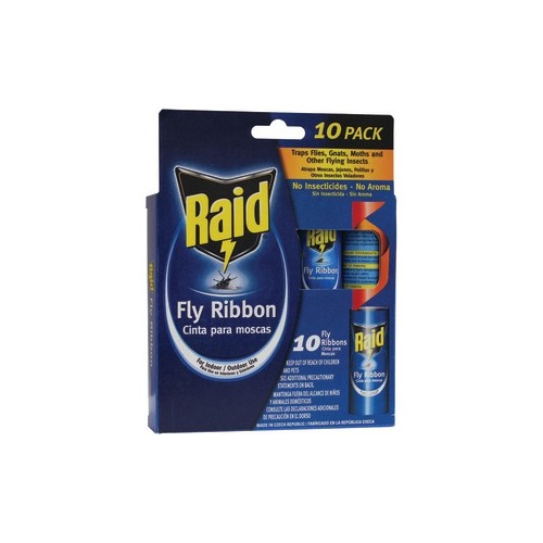 PIC - Raid Fly Ribbon Traps Files Gnats Moths & Other Flying Insects 10  Pack (10 count)