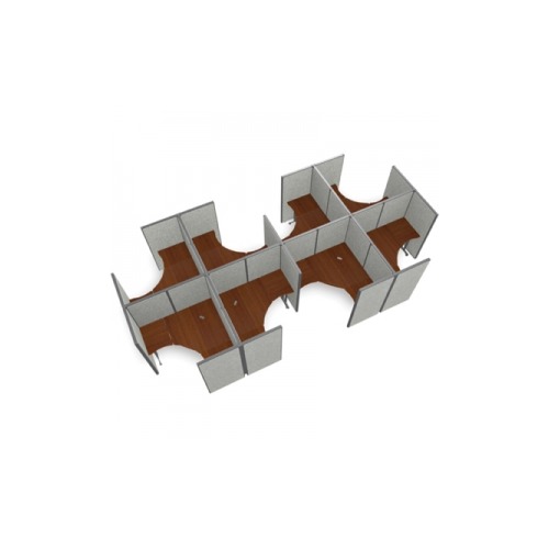 UPC 845123000045 product image for 63x60 8-unit workstation with vinyl panel - gray panel with cherry desk and pede | upcitemdb.com
